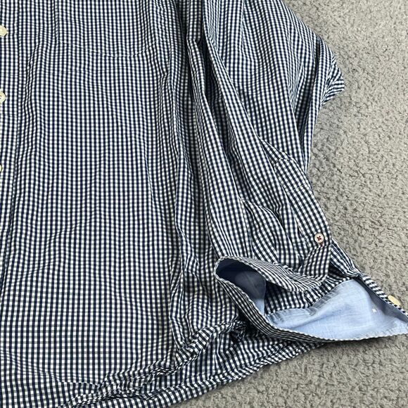 Izod Button Down Shirt Mens 3XL Navy White Gingham Check Button Down Big & Tall - Picture 2 of 16
